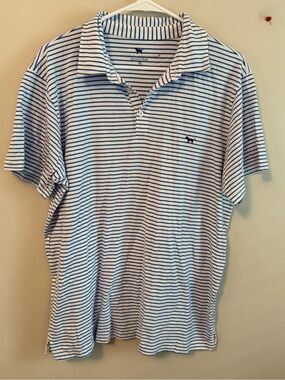 Simply Southern Striped Polo Shirt - White & Blue